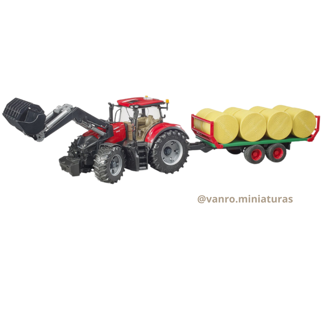 Tractor Case Ih Optum 300CVX + Remolque c/ fardos – Bruder