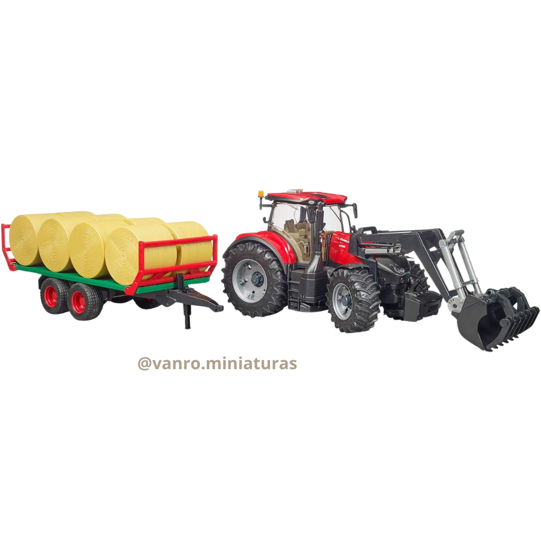 Tractor Case Ih Optum 300CVX + Remolque c/ fardos – Bruder